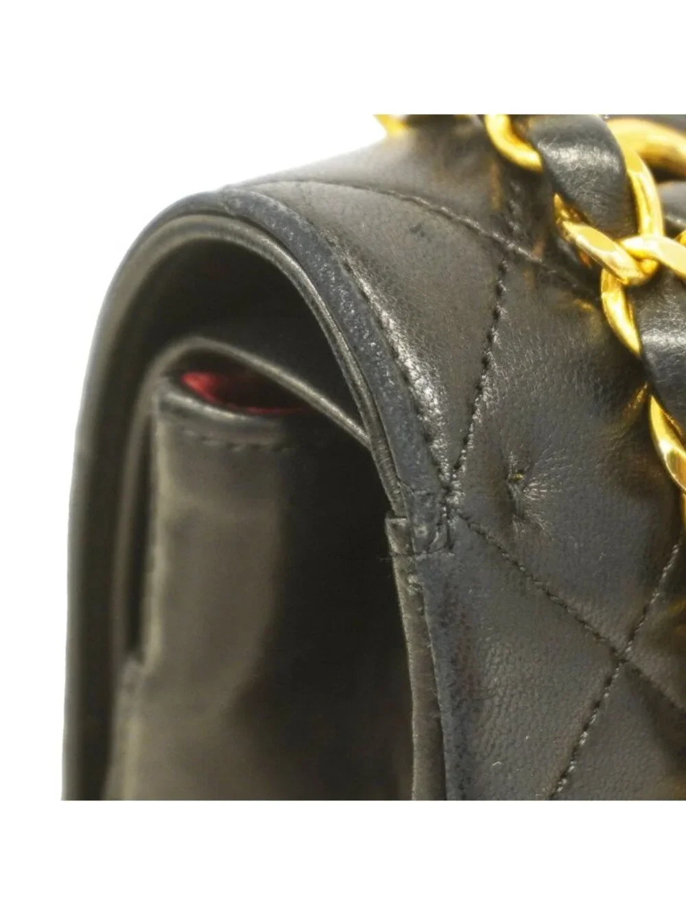 Chanel Shoulder Bag Quilted Lambskin Black Gold